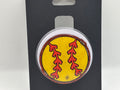 Softball Glitter Phone Grip – Yellow Softball with Red Stitching