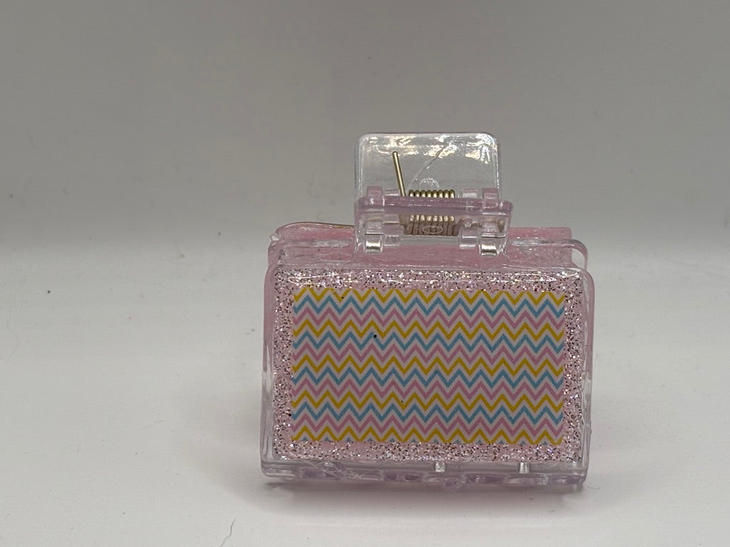 Pastel Rainbow Chevron Glitter Hair Claw Clip