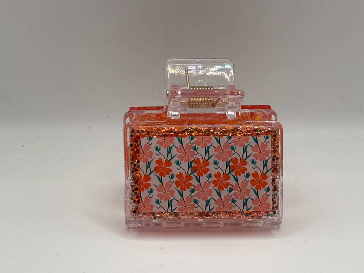 Peach Blossom Sparkle Glitter Hair Claw Clip