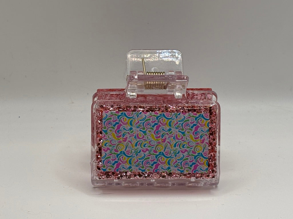 Rainbow Swirl Sparkle Glitter Hair Claw Clip