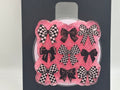 Pink Glitter & Checkered Bows – Handmade Resin Phone Grip