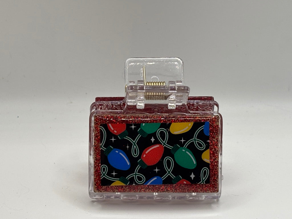 Christmas Lights Sparkle Glitter Hair Claw Clip