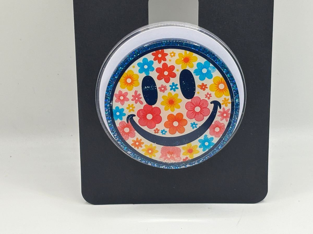 Retro Floral Smiley Face Phone Grip