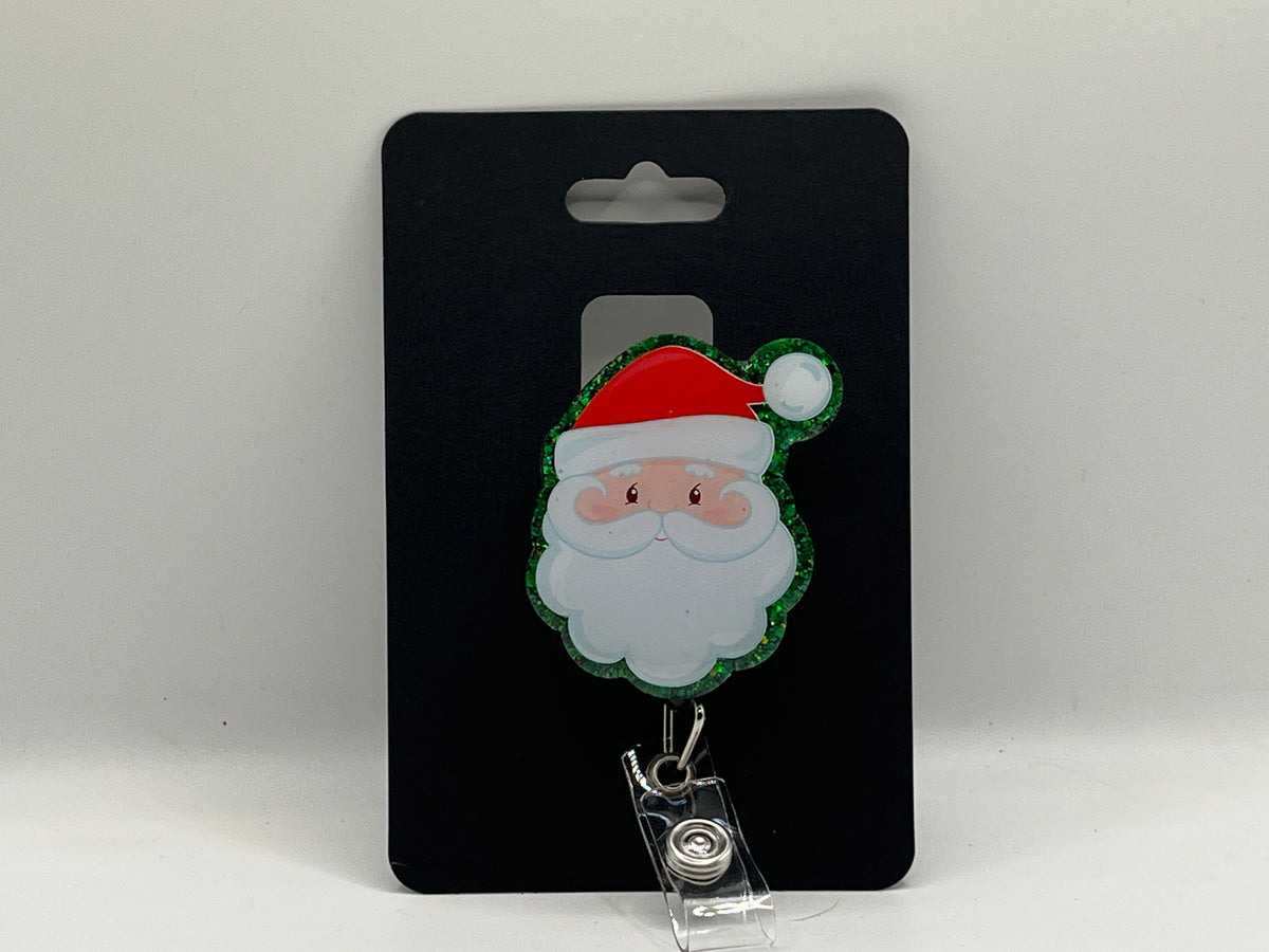 Classic Santa Glitter Badge Reel