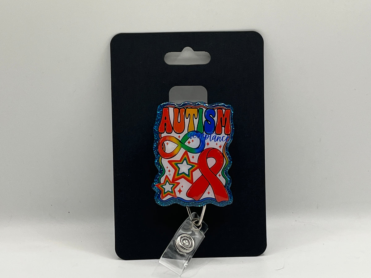 Autism Acceptance Glitter Badge Reel