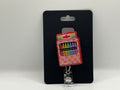 Rainbow Crayon Box Red Glitter Badge Reel