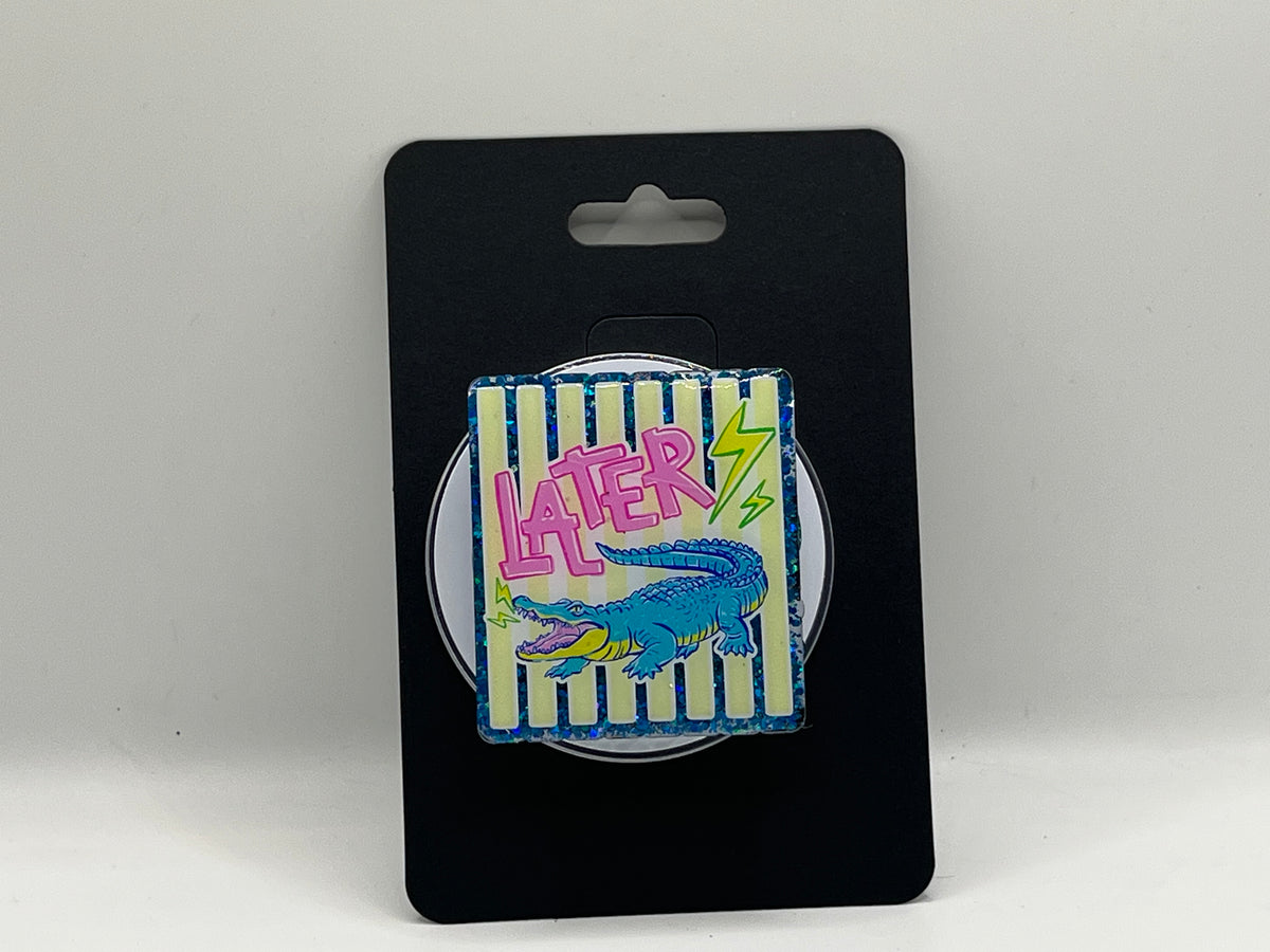Blue Later Gator Glitter Phone Grip