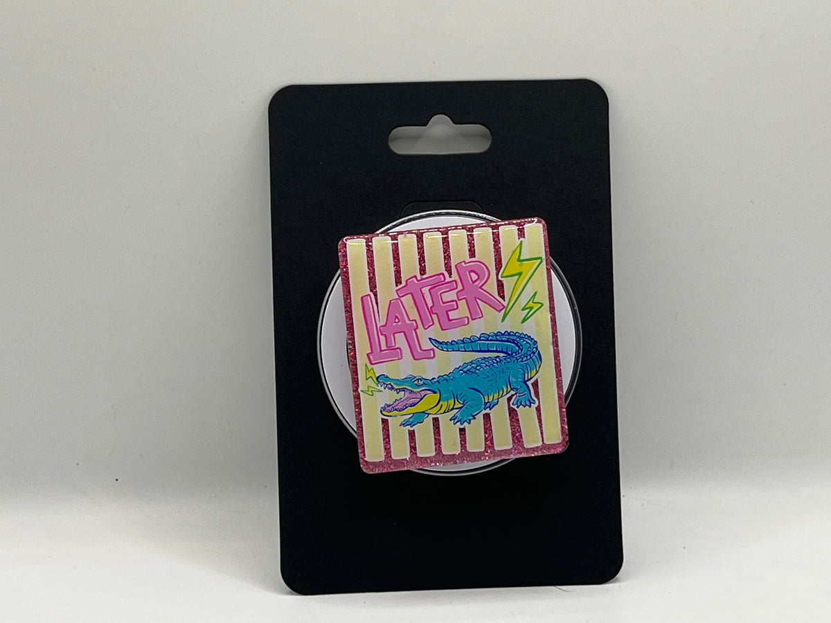 Later Gator Glitter Phone Grip – Pink