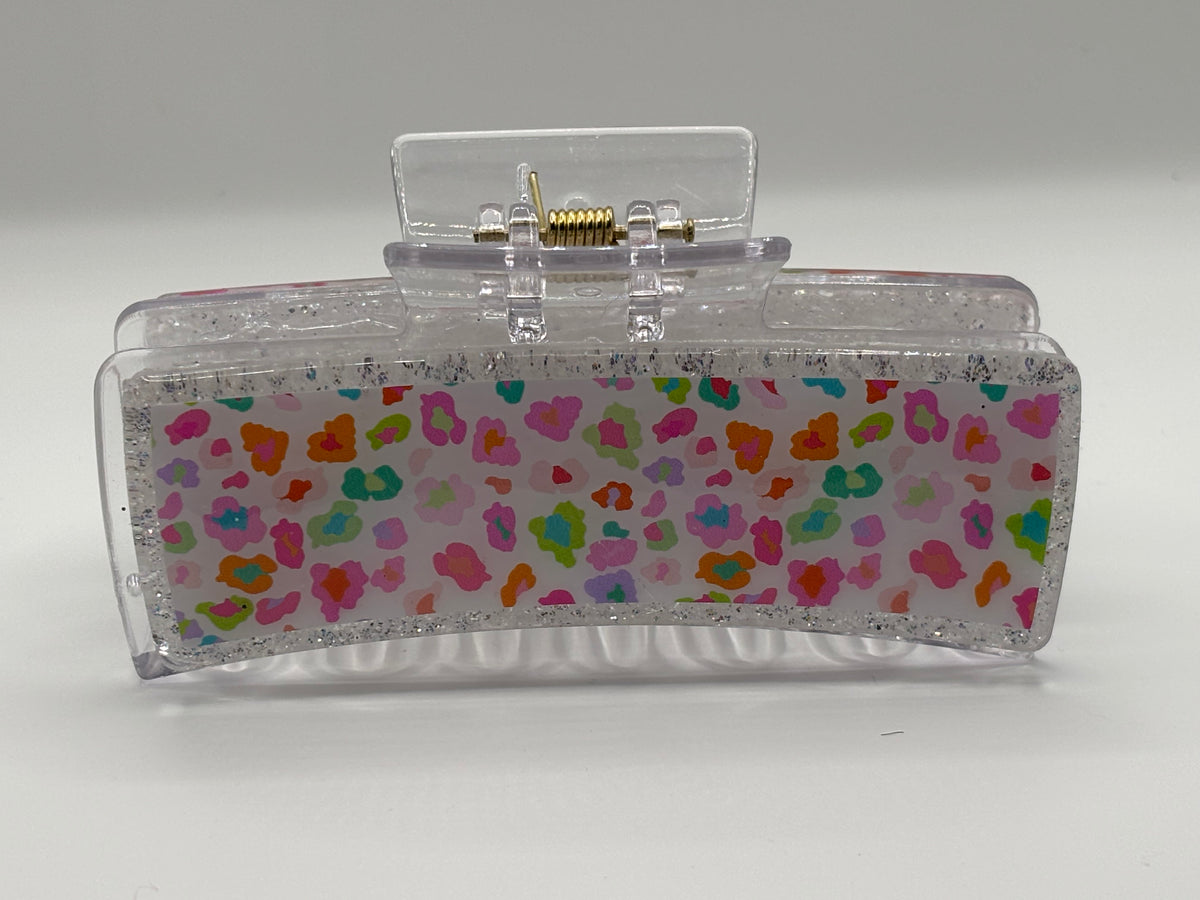 Rainbow Cheetah Claw Clip