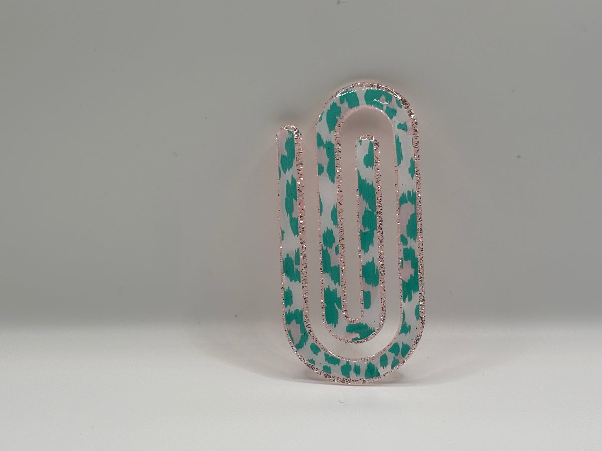 Green Leopard Print Paperclip