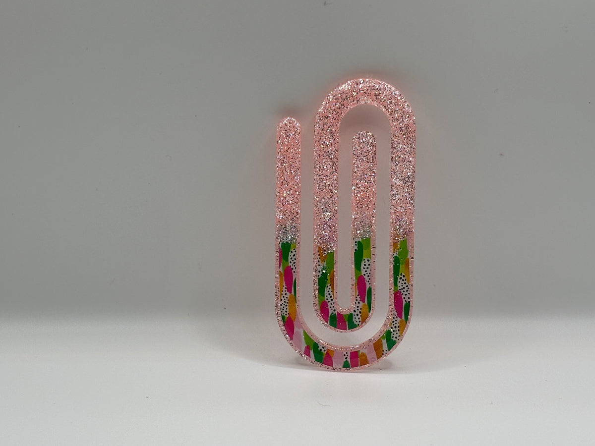 Pink & Brushstrokes Paperclip