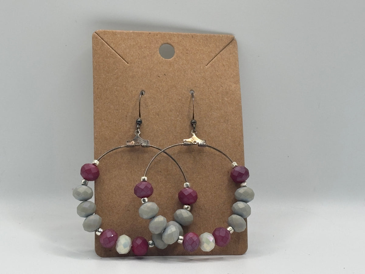 Berry Blush Beaded Hoop