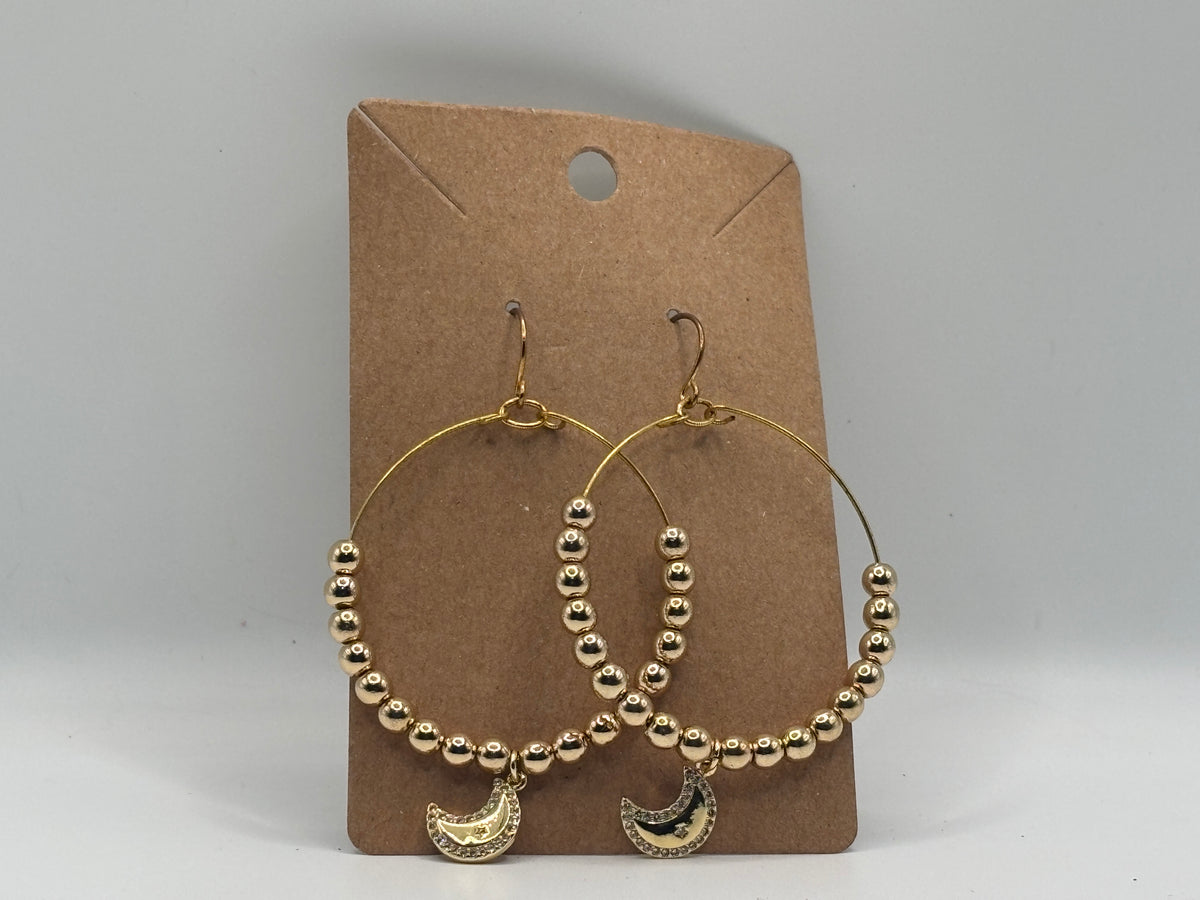 Golden Moonlight Beaded Hoop