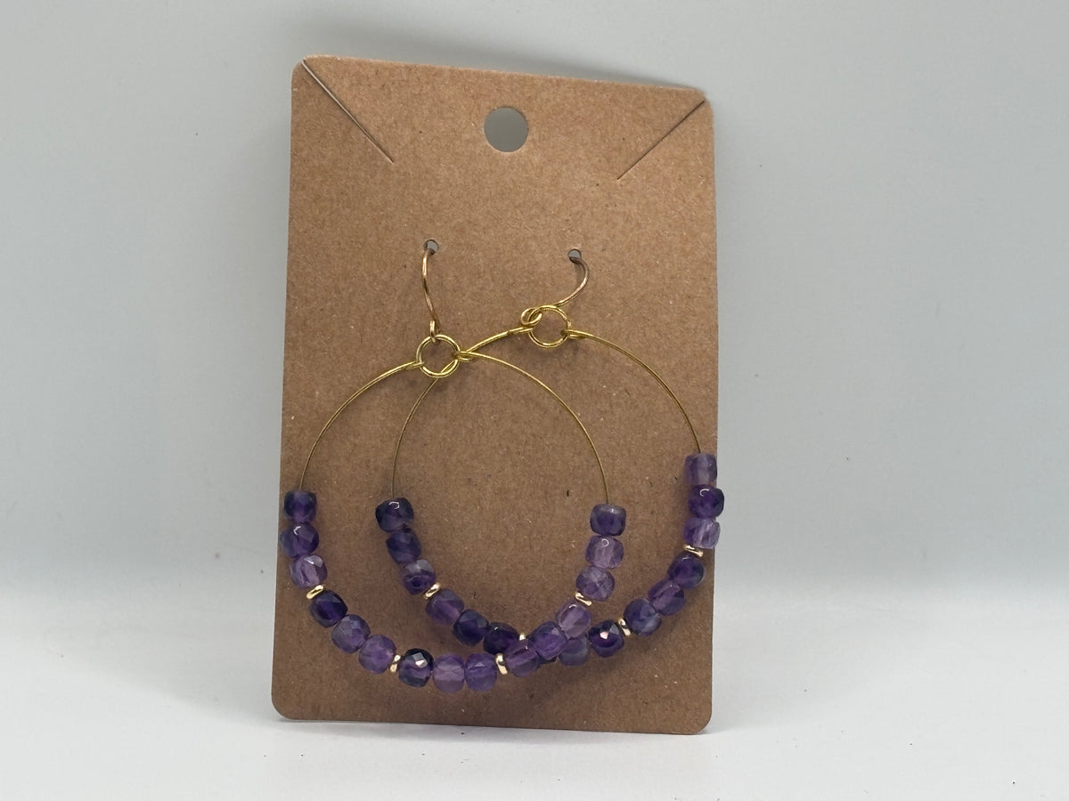 Violet Glow Beaded Hoop