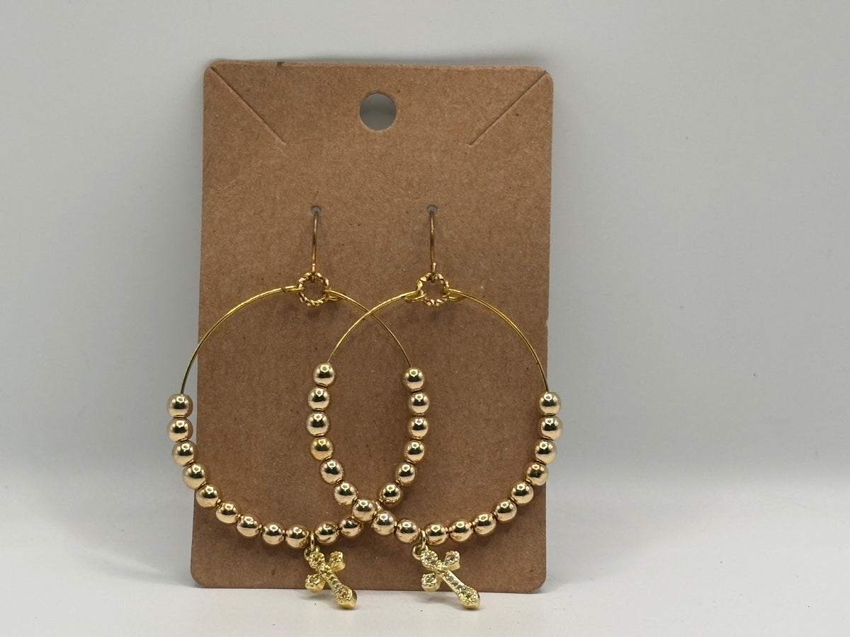 Golden Grace Cross Hoops