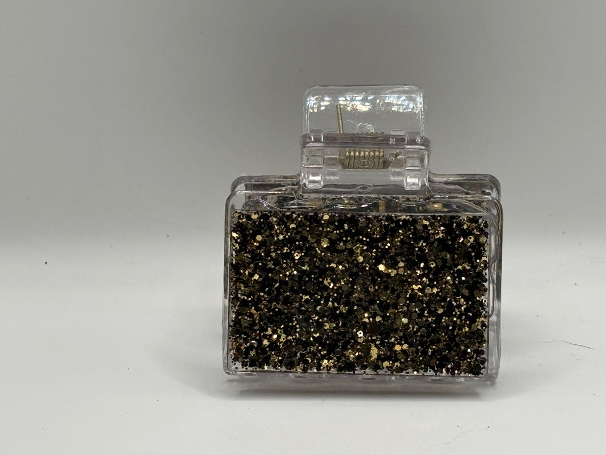 Black & Gold Chunky Glitter Hair Claw Clip