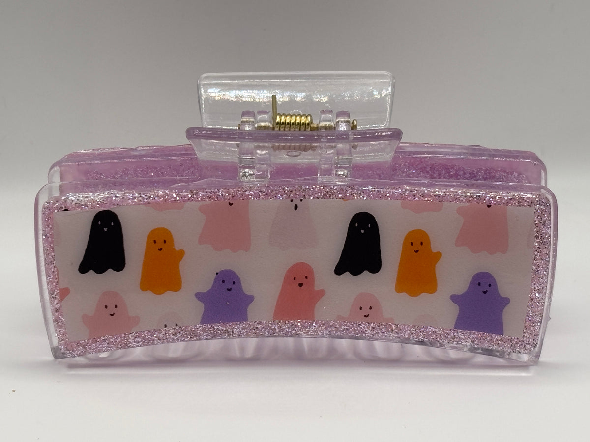 Pastel Ghost Glitter Hair Claw Clip