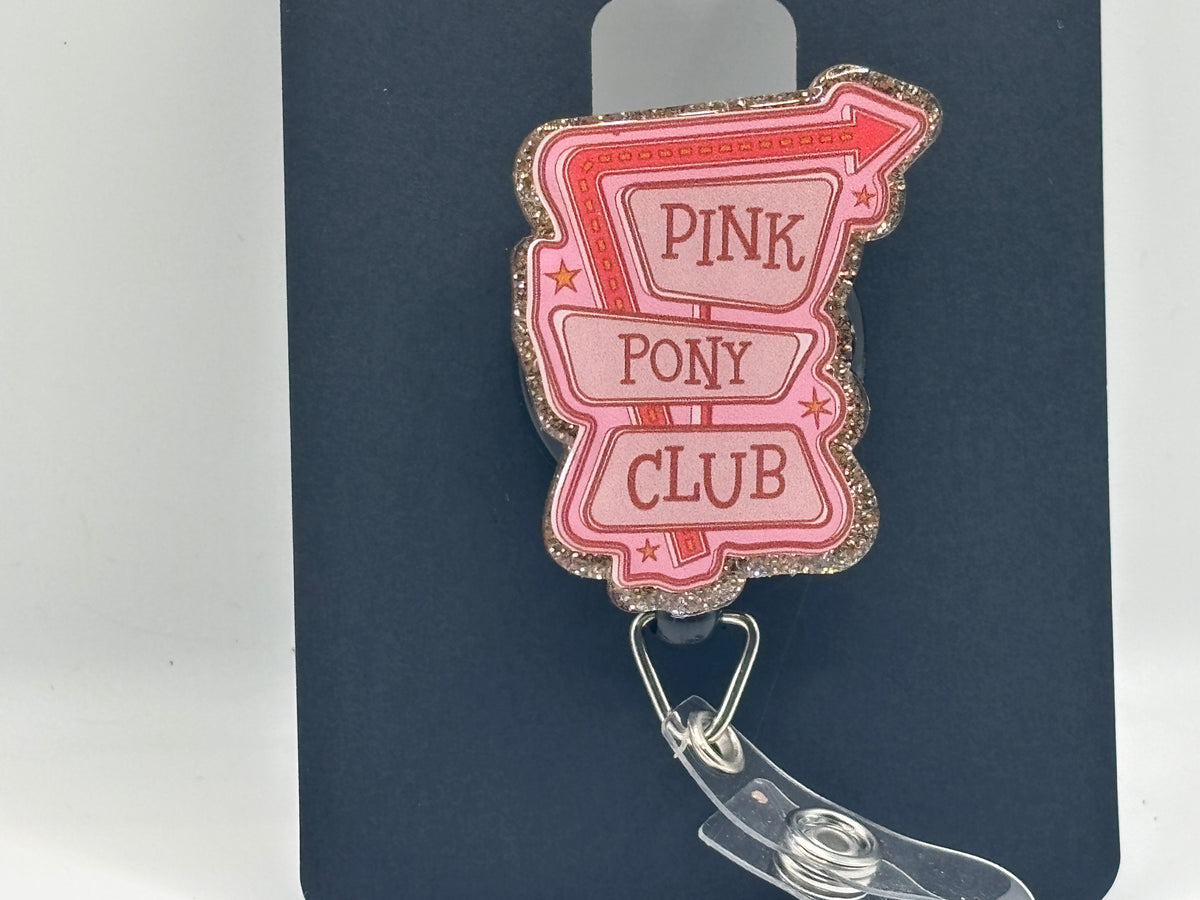 Pink Pony Club Glitter Badge Reel