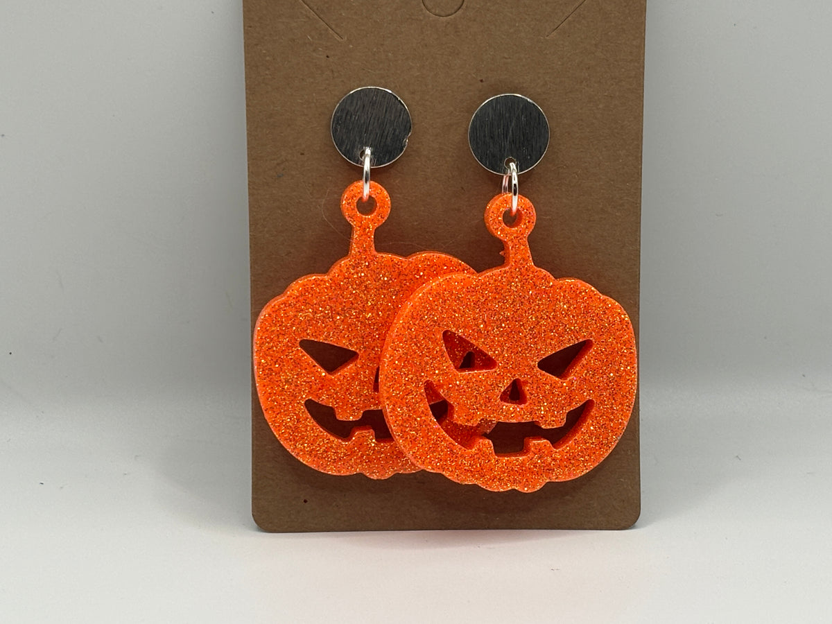Sparkling Jack-O’-Lantern Halloween Earrings