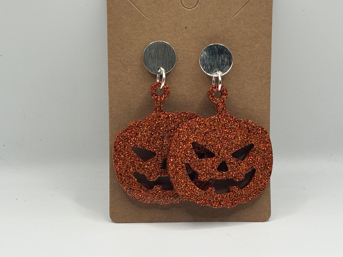 Copper Sparkle Jack-O’-Lantern Earrings