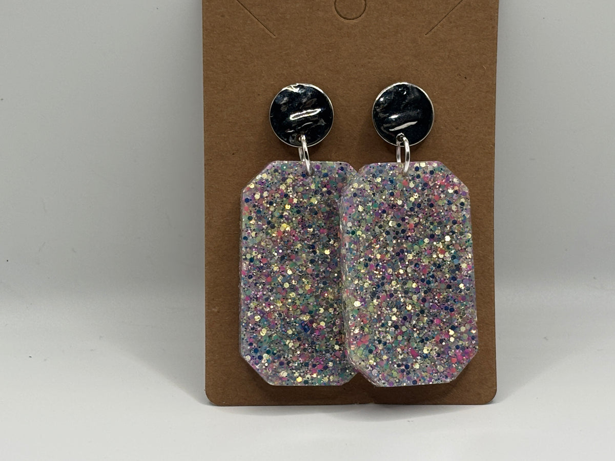 Pastel Confetti Glitter Statement Earrings