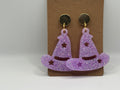 Purple Glitter Witch Hat Earrings