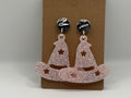 Blush Pink Glitter Witch Hat Earrings