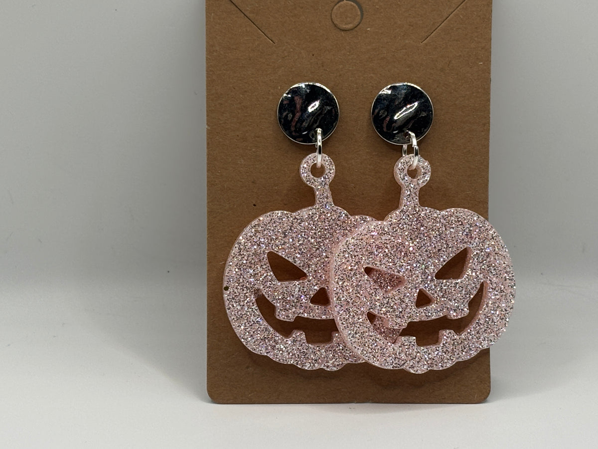 Blush Sparkle Jack-O’-Lantern Earrings