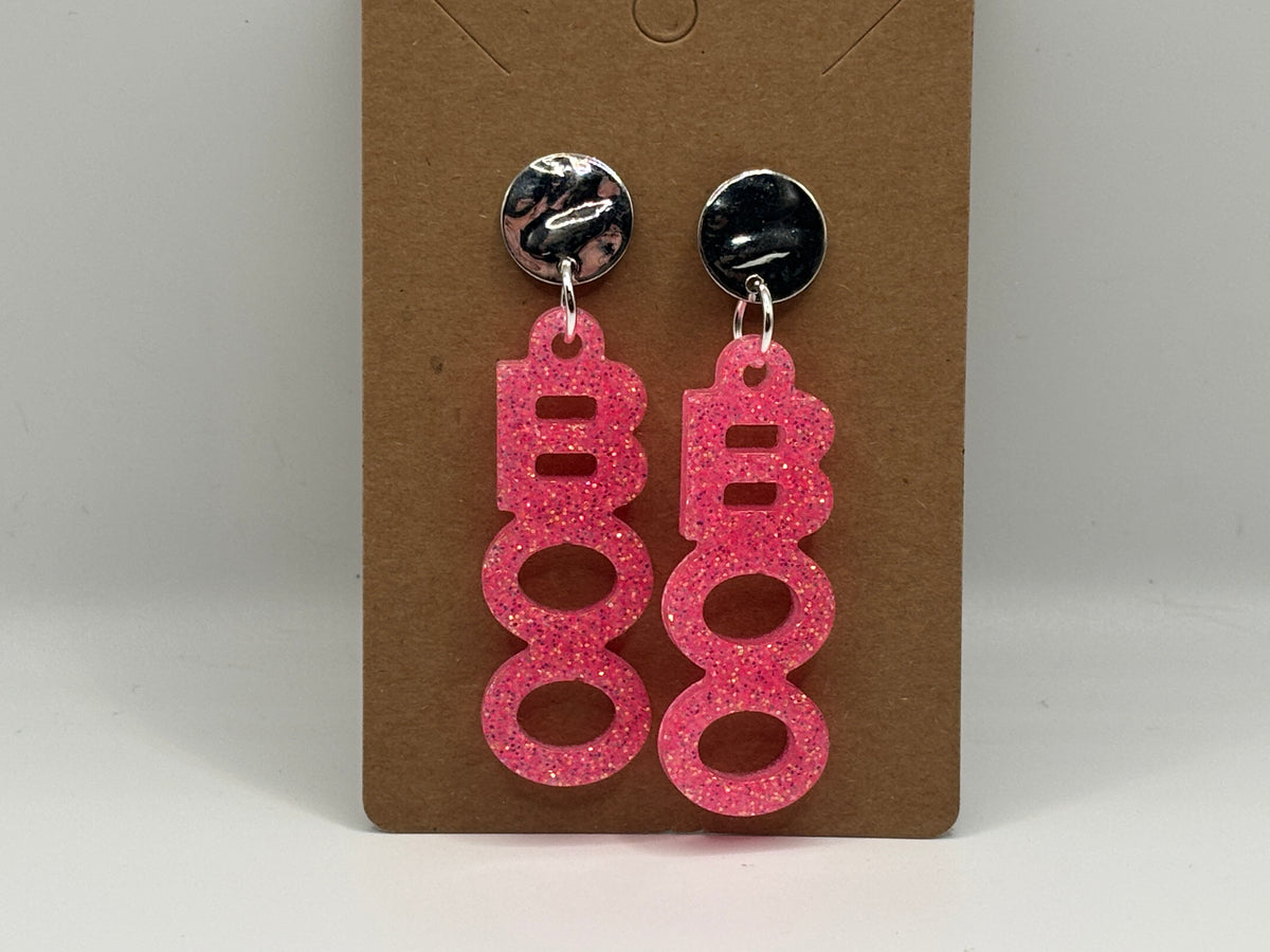Bubblegum Pink Glitter BOO Earrings