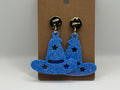 Electric Blue Glitter Witch Hat Earrings