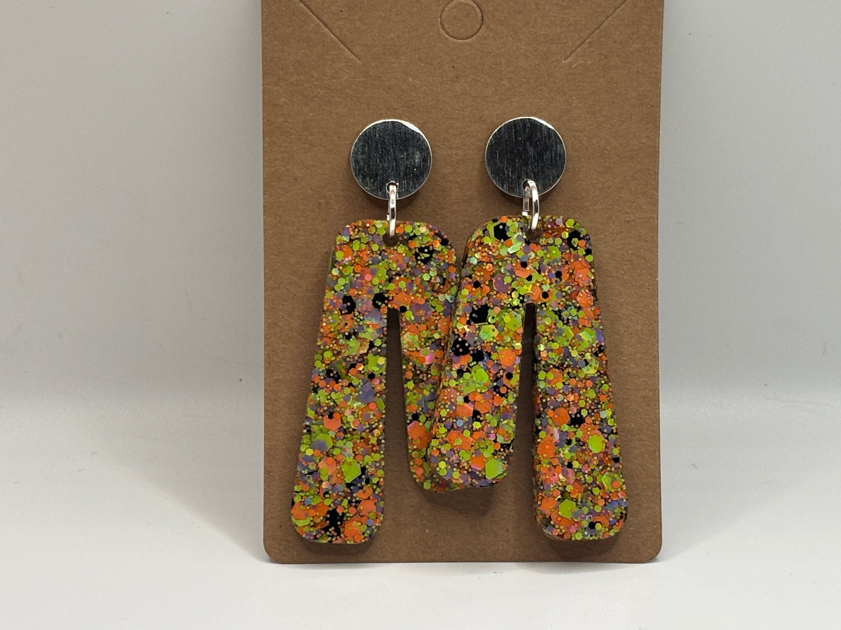 Halloween Confetti Glitter Arch Earrings