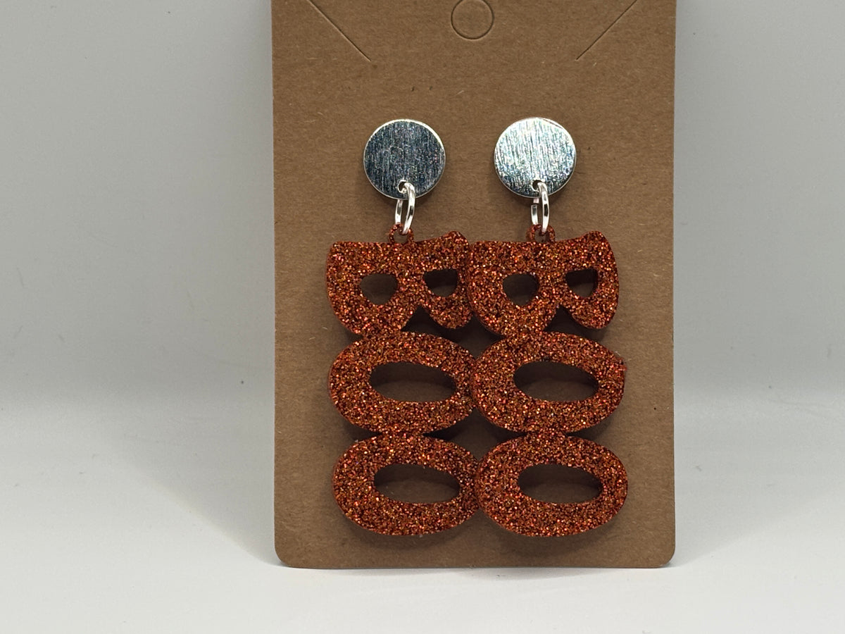 Burnt Orange Glitter BOO Earrings