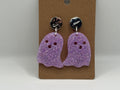 Lavender Glitter Ghost Earrings
