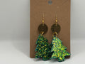 Emerald Green Glitter Christmas Tree Earrings
