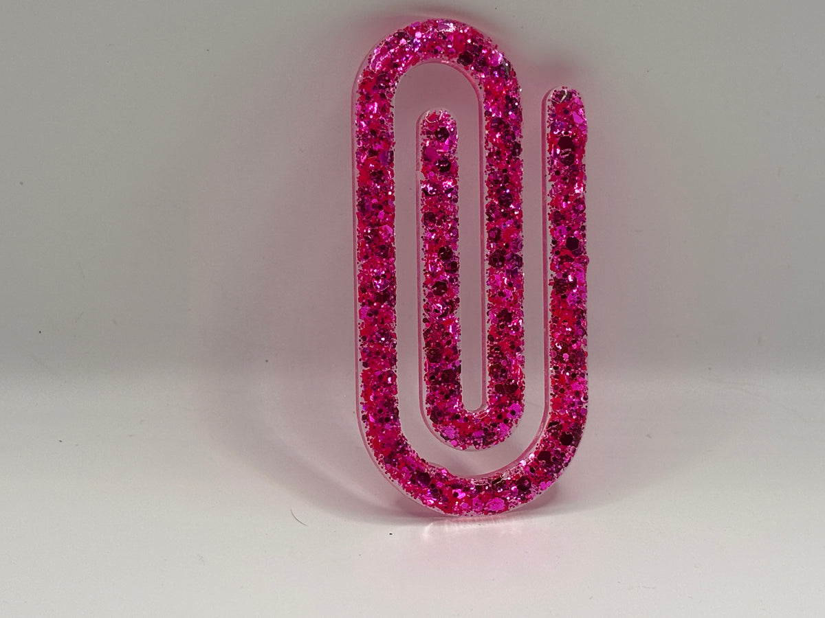 Hot Pink Glitter Paperclip Bookmark