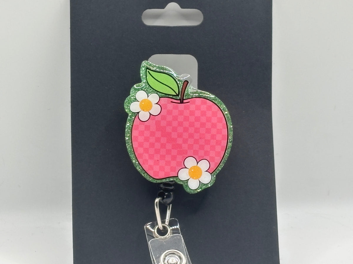 Groovy Pink Apple – Glitter Badge Reel