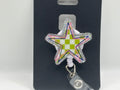 Groovy Checkered Star – Glitter Badge Reel