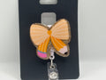 Pencil Bow Glitter Badge Reel – Gold Sparkle
