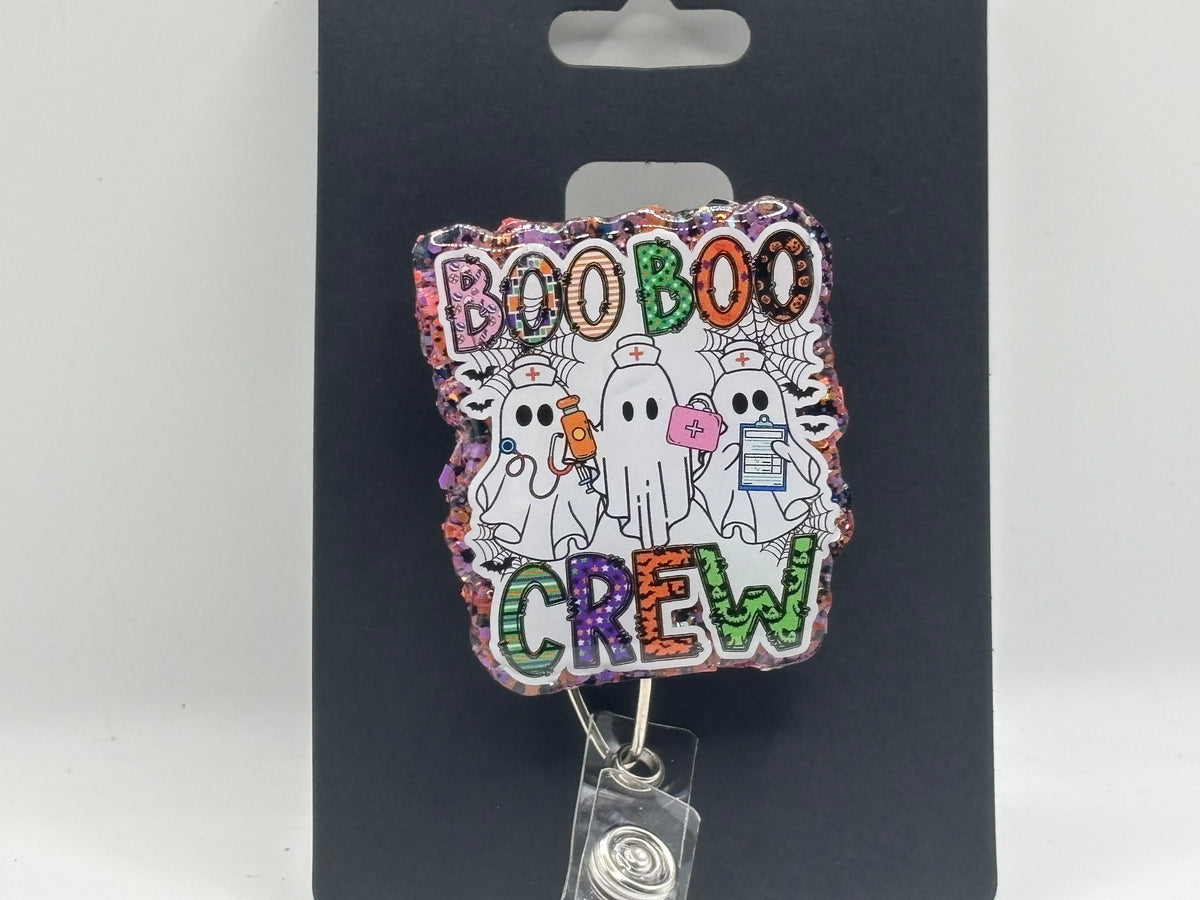 Boo Boo Crew Halloween Glitter Badge Reel