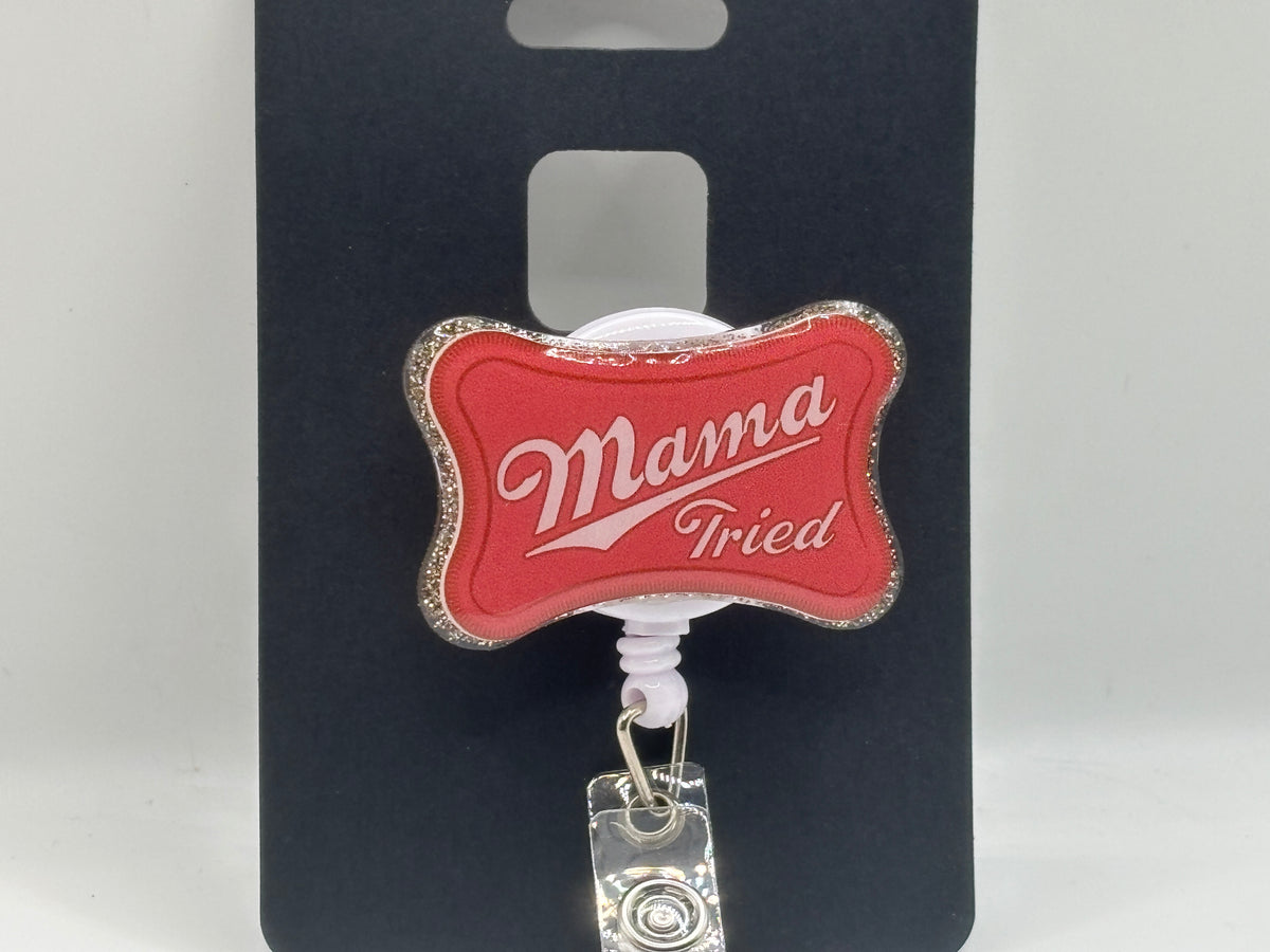 Mama Tried Retro Glitter Badge Reel