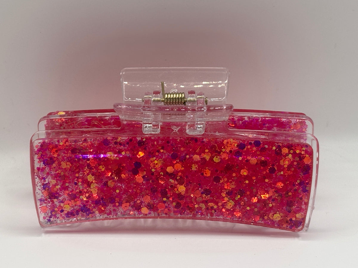 Pink Confetti Explosion Glitter Hair Claw Clip