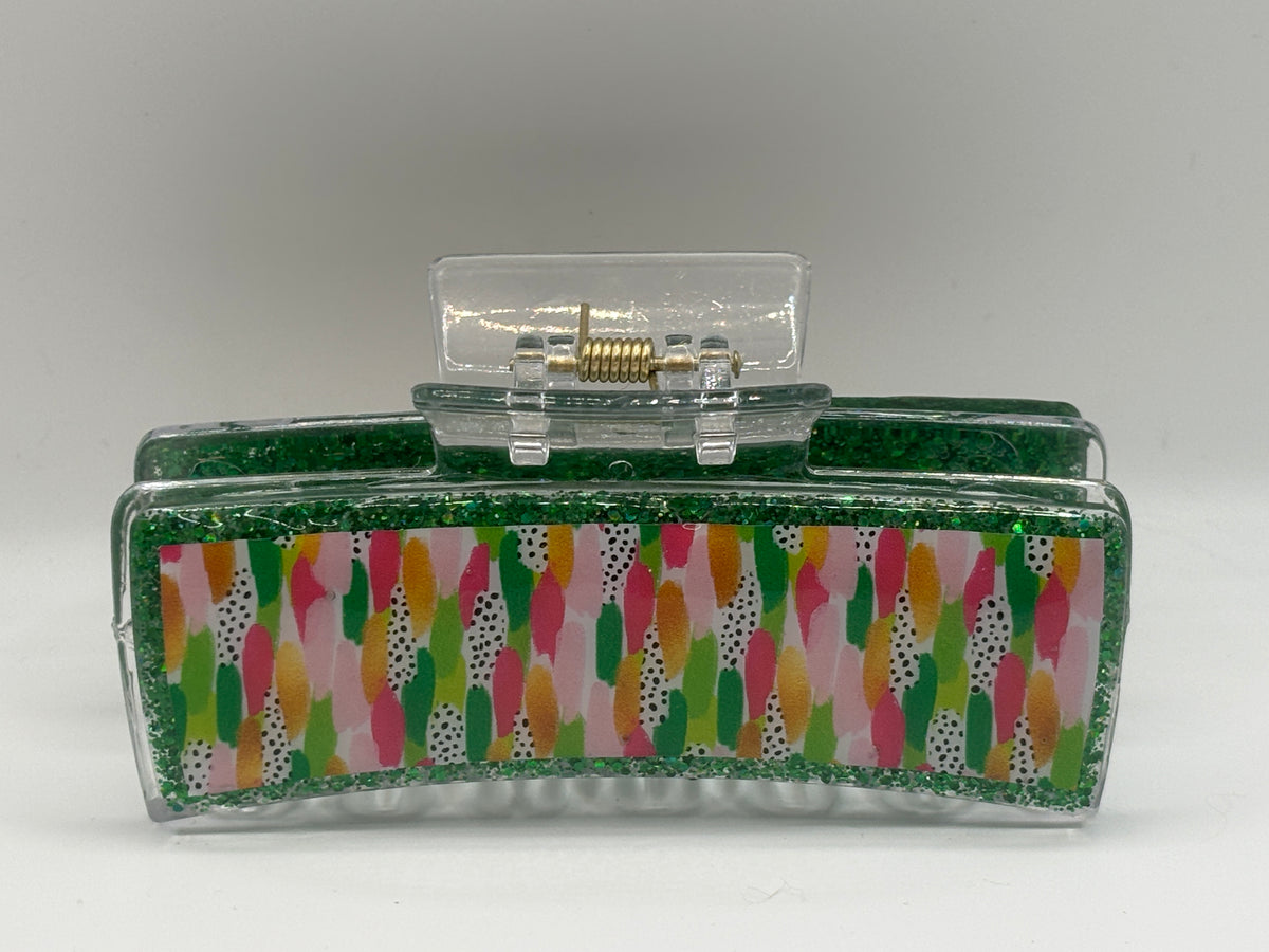 Color Me Happy Glitter Hair Claw Clip