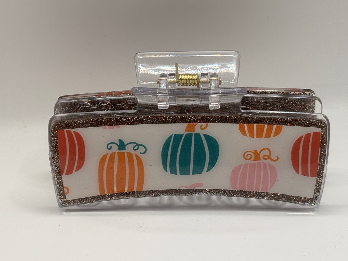 Pastel Pumpkin Glitter Hair Claw Clip