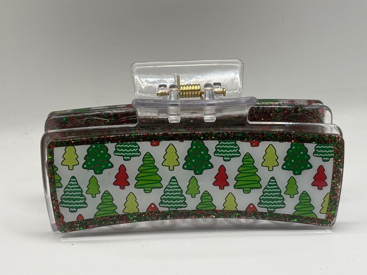 Christmas Tree Glitter Hair Claw Clip