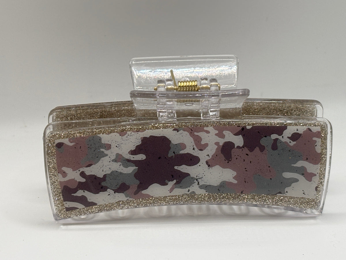 Desert Rose Camo Glitter Hair Claw Clip