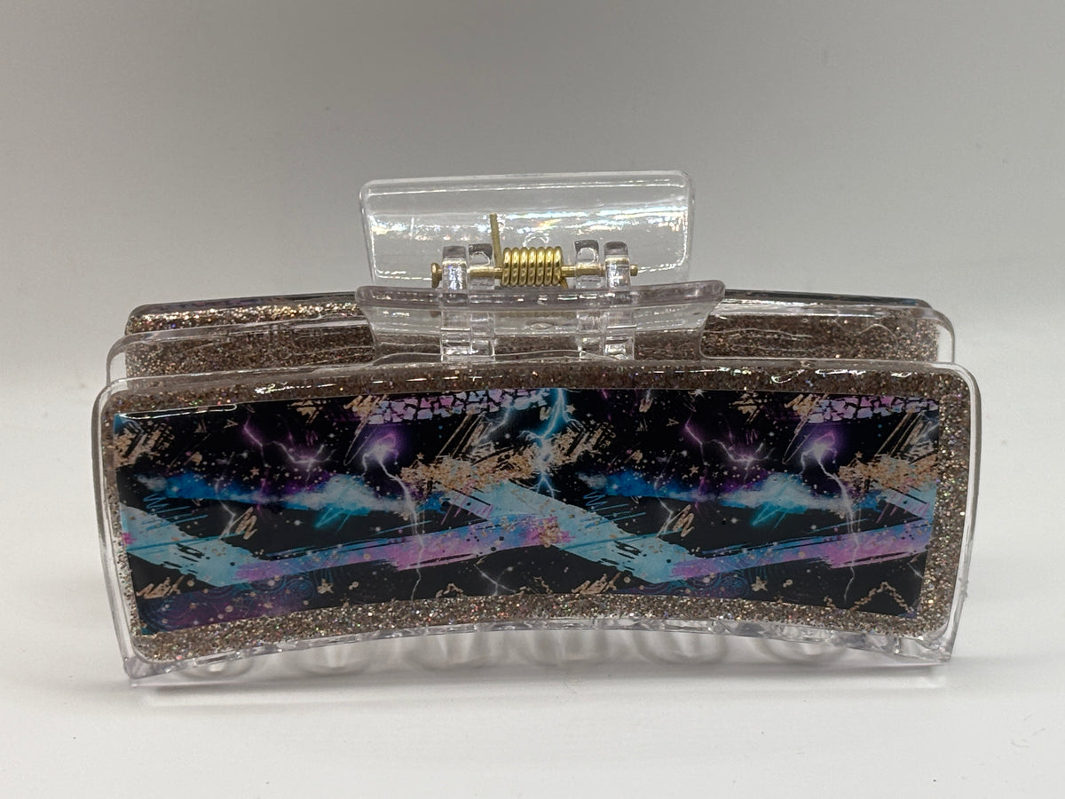 Cosmic Storm Glitter Hair Claw Clip