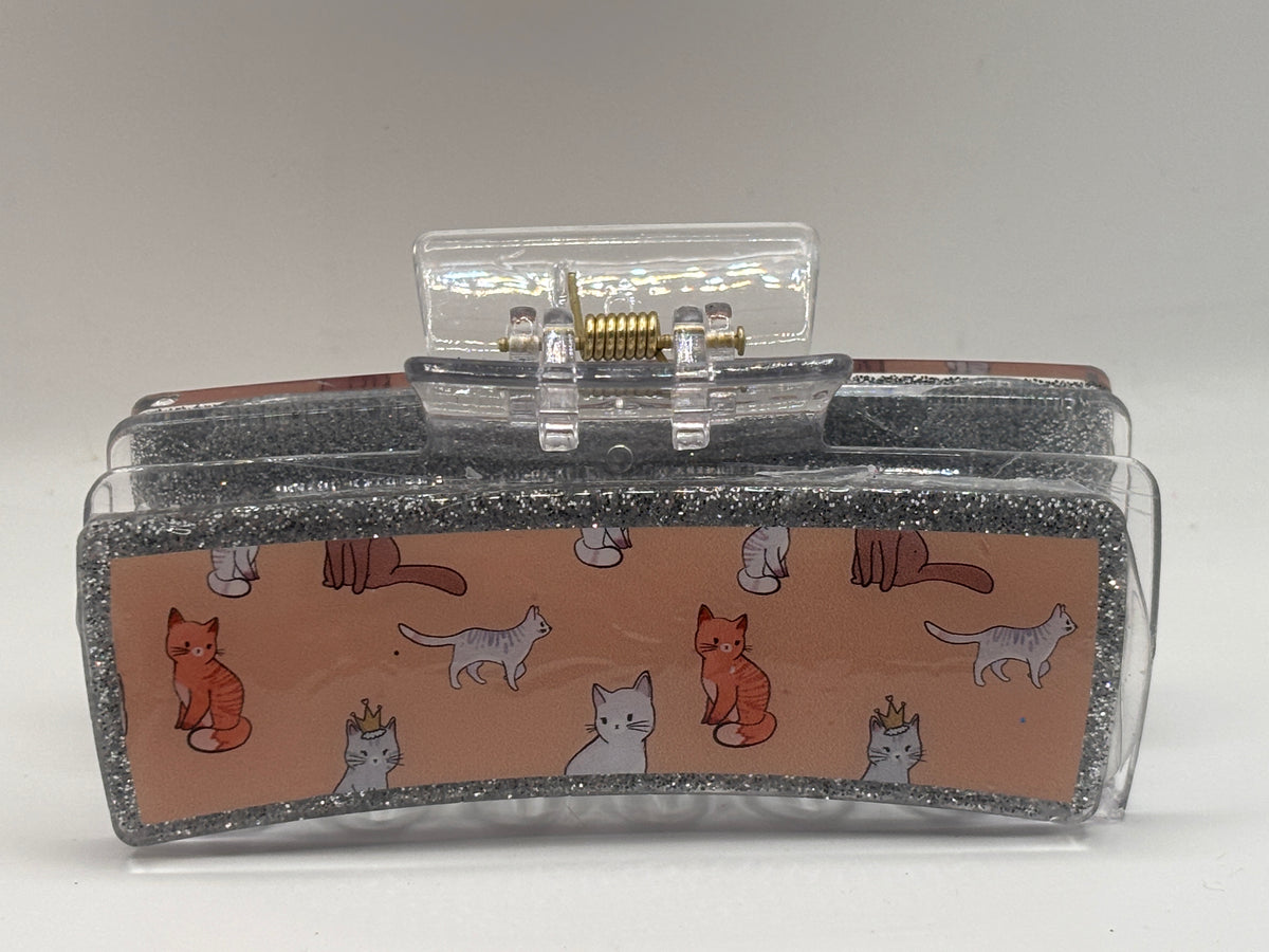 Purrfectly Pretty Glitter Hair Claw Clip